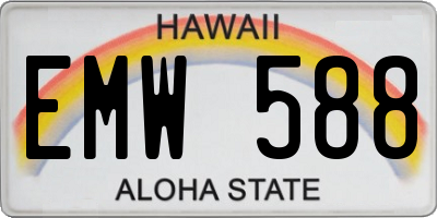HI license plate EMW588
