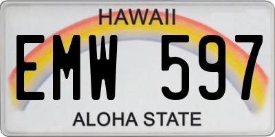 HI license plate EMW597