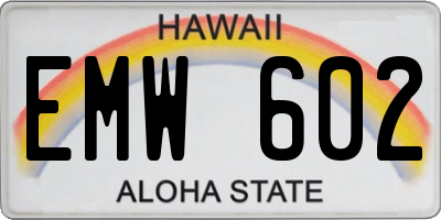 HI license plate EMW602