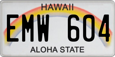 HI license plate EMW604