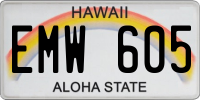 HI license plate EMW605