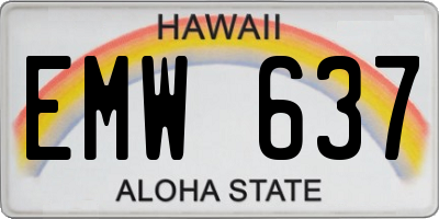 HI license plate EMW637