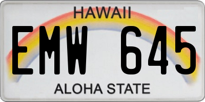 HI license plate EMW645