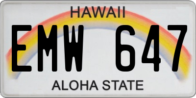 HI license plate EMW647