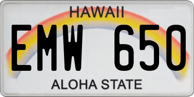 HI license plate EMW650
