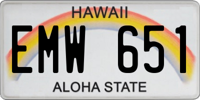HI license plate EMW651
