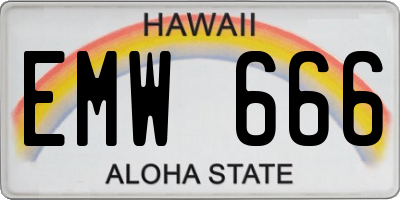 HI license plate EMW666