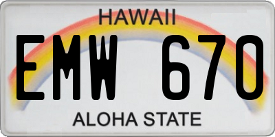 HI license plate EMW670