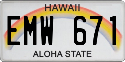 HI license plate EMW671