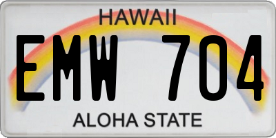 HI license plate EMW704