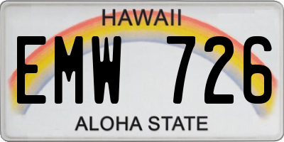 HI license plate EMW726