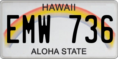 HI license plate EMW736