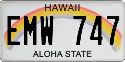 HI license plate EMW747