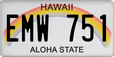 HI license plate EMW751