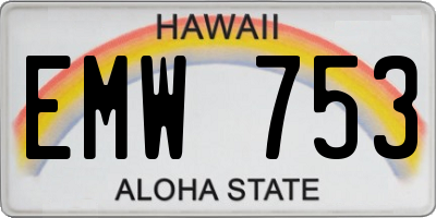 HI license plate EMW753