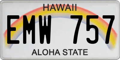 HI license plate EMW757