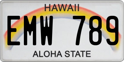 HI license plate EMW789