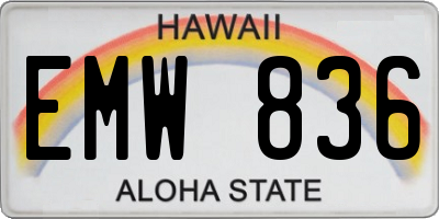 HI license plate EMW836