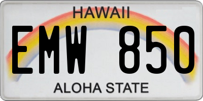 HI license plate EMW850