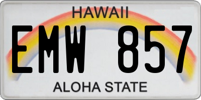 HI license plate EMW857
