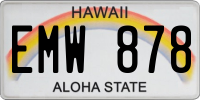 HI license plate EMW878