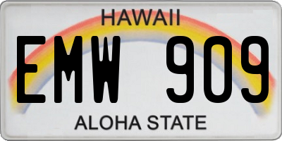 HI license plate EMW909