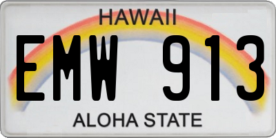 HI license plate EMW913