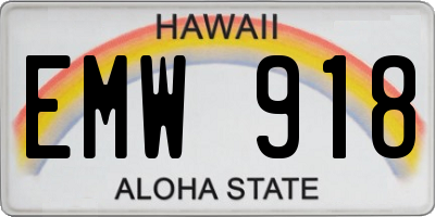HI license plate EMW918