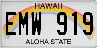 HI license plate EMW919