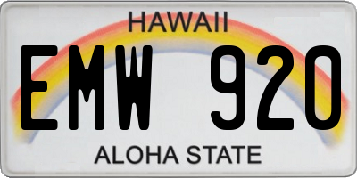 HI license plate EMW920