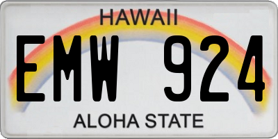 HI license plate EMW924