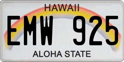 HI license plate EMW925