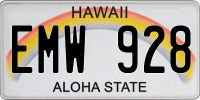 HI license plate EMW928