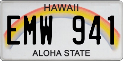 HI license plate EMW941