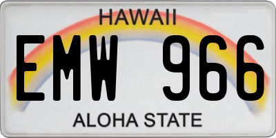 HI license plate EMW966