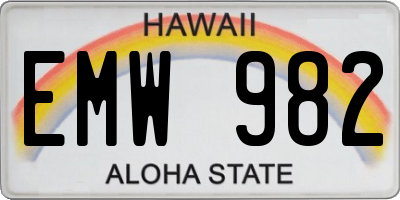 HI license plate EMW982