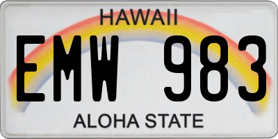 HI license plate EMW983