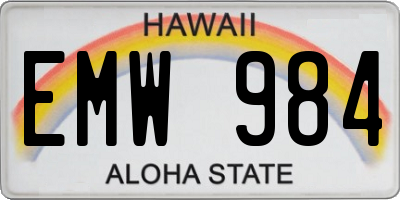 HI license plate EMW984