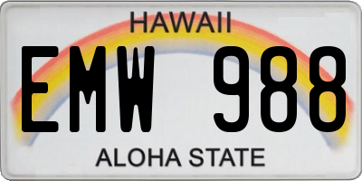 HI license plate EMW988