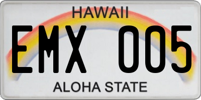 HI license plate EMX005