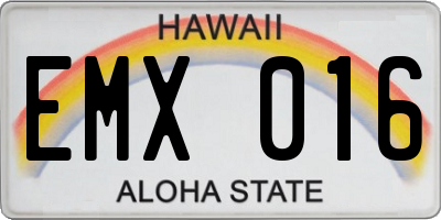 HI license plate EMX016