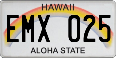 HI license plate EMX025