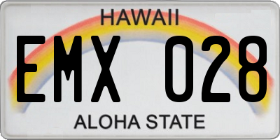HI license plate EMX028