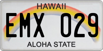 HI license plate EMX029