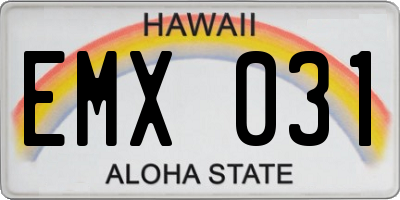 HI license plate EMX031