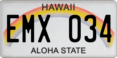 HI license plate EMX034