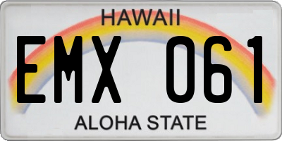 HI license plate EMX061