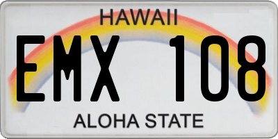 HI license plate EMX108