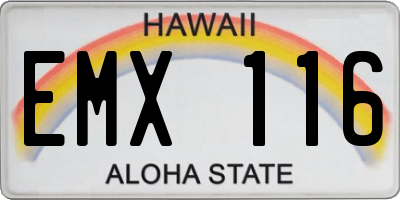 HI license plate EMX116