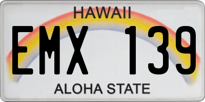 HI license plate EMX139